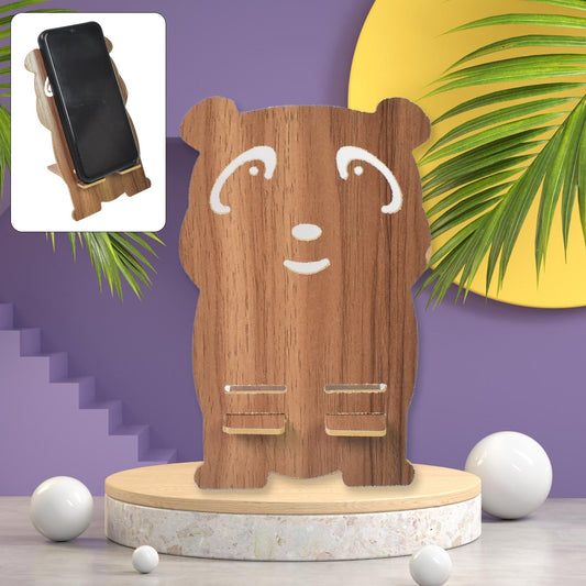 Wooden Cartoon Shape Design Mobile Stand (1 Pc)