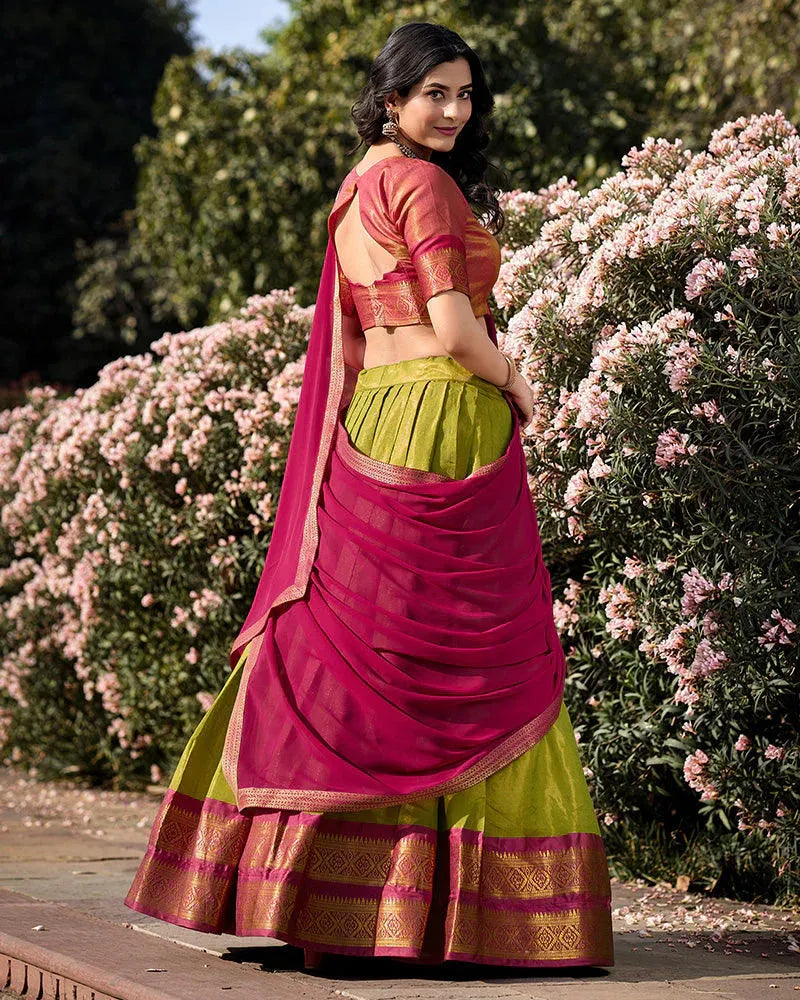 Pista Color Kanchipuram Silk Designer Lehenga Choli