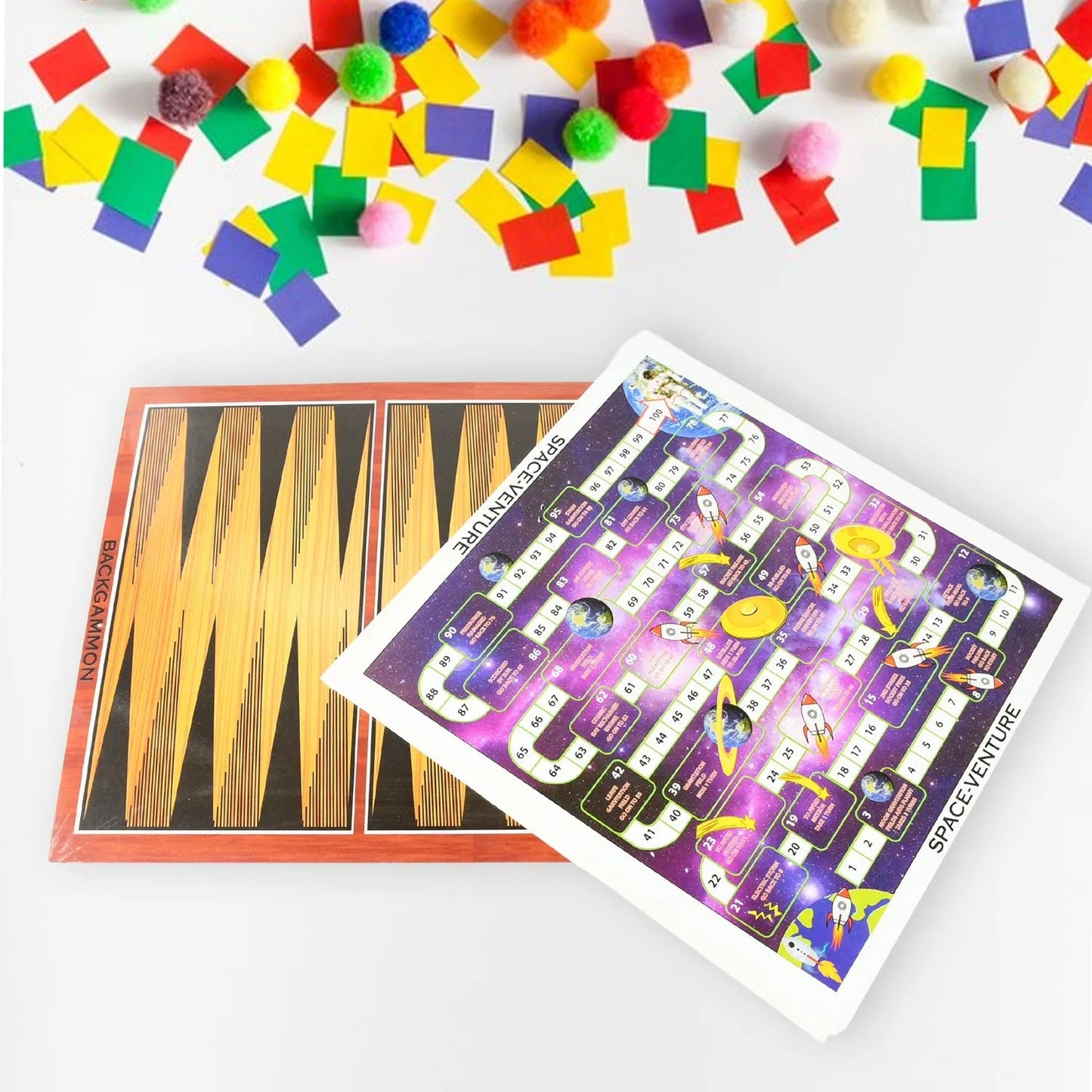 17669 13 In 1 Family Board Game Chess Snakes Ladders Ludo Tic-tac-toe Checkers Travel Bingo Football Space Venture Steeplechase Set For Kids