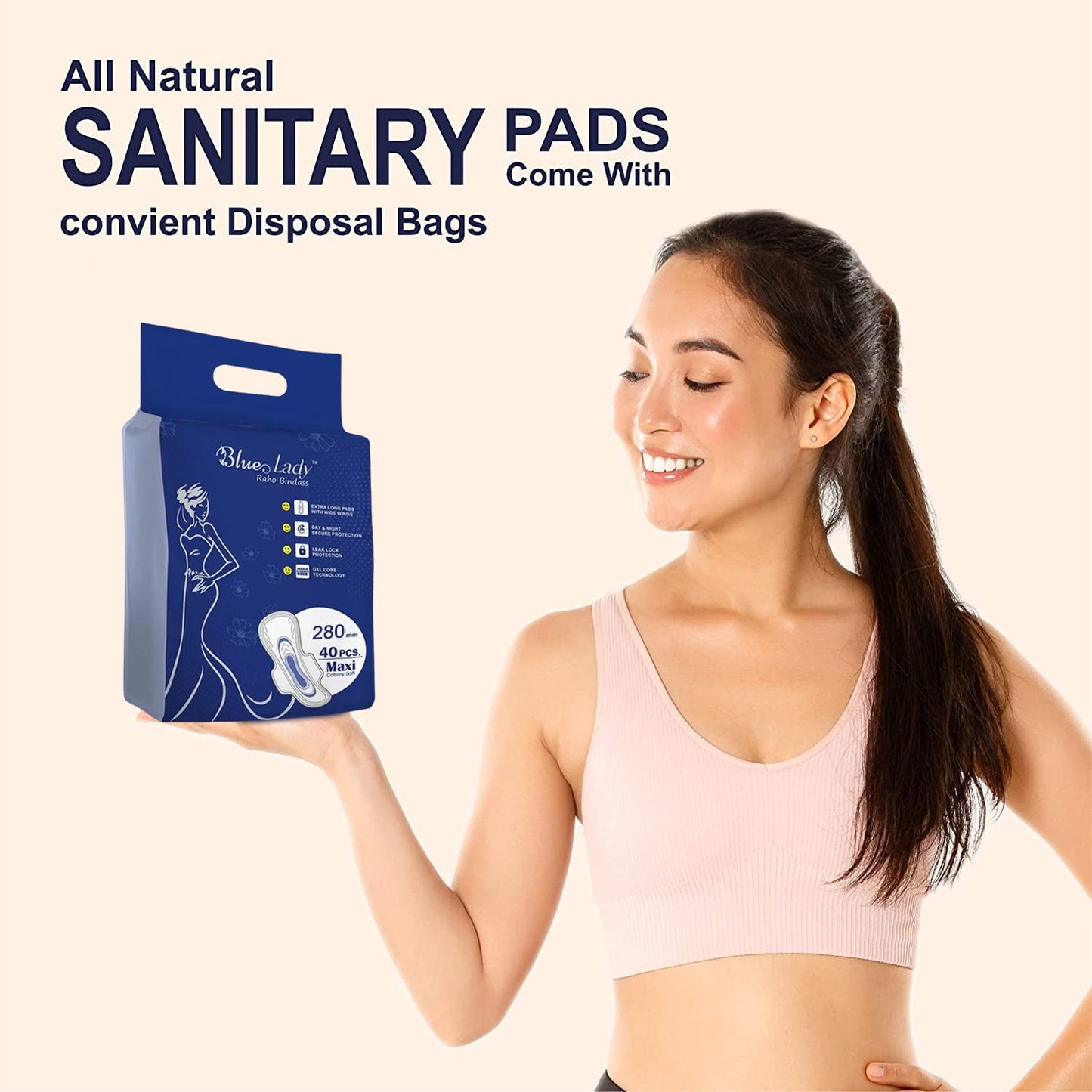Blue Lady Extra Long Pads With Wides Wings Sanitary Pads 320 Mm 40-pack
