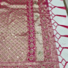 Designer Soft Net Pink Saree with Heavy Mirror Work, Intricate Embroidery, Stone Detailing, and Embellished Floral Borders with Tassel Pallu – Ideal for Wedding and Festive Occasions
