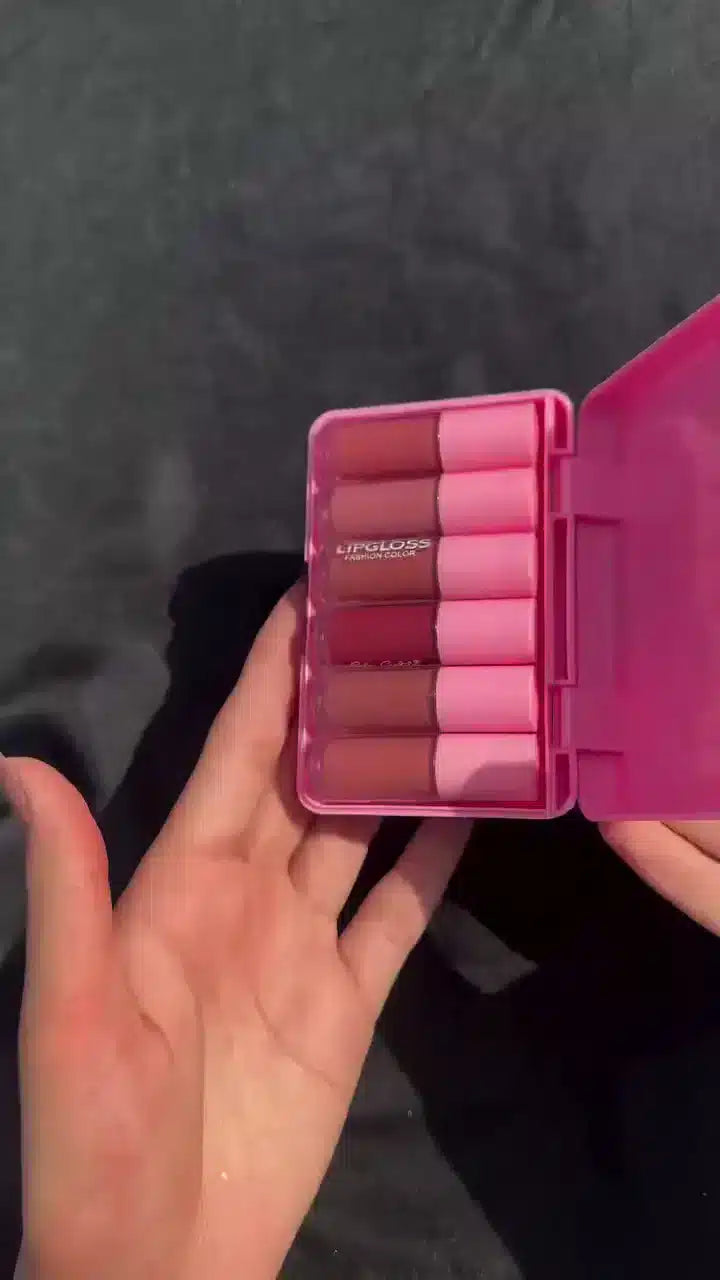 Mini Lip Gloss Set in Pink Travel Case