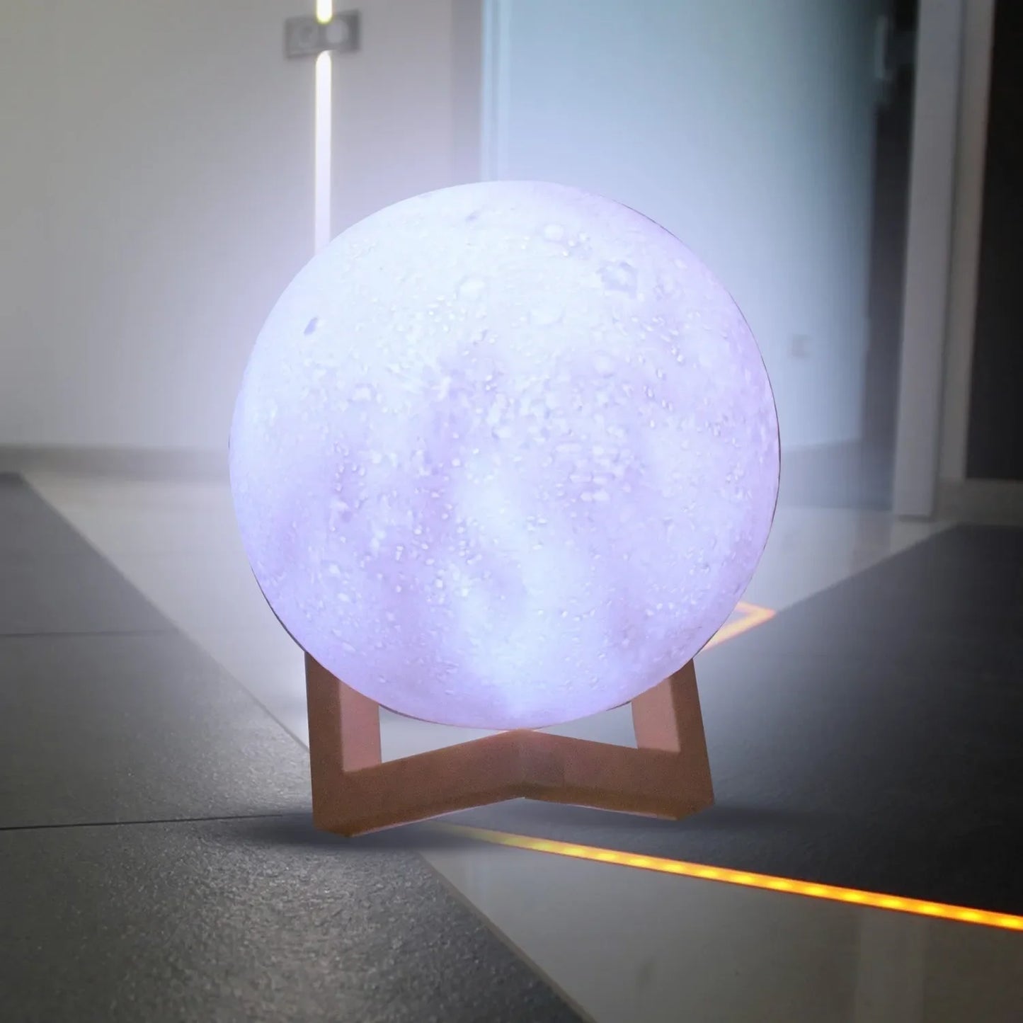Moon Night Lamp With Plastic Stand Night Lamp For Bedroom (19 X14 Cm  1 Pc)