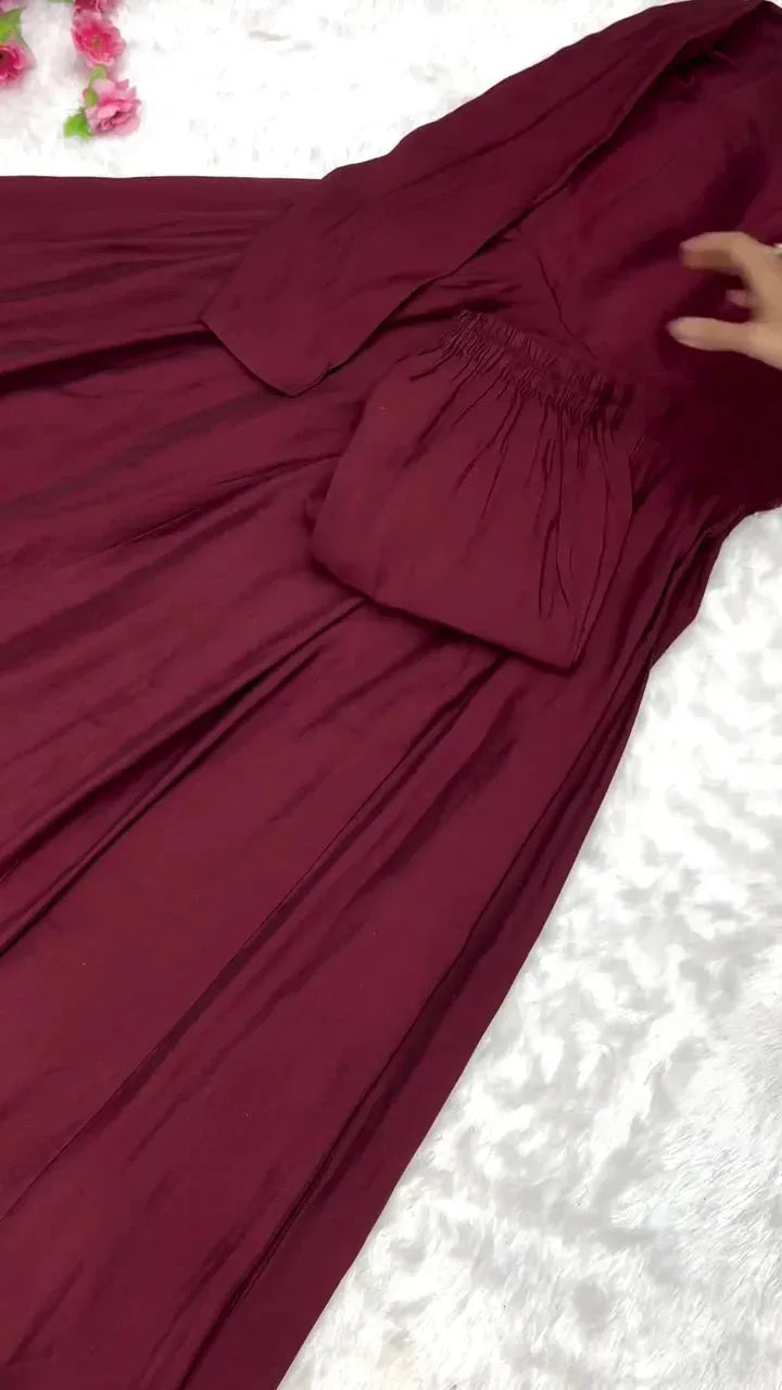 Full-Length Anarkali Suit Set in Multiple Rich Shades with Intricate Embroidered Dupatta, Flowing Flared Silhouette, and Graceful Long Sleeves – Perfect for Weddings, Festive Occasions, and Party Wear