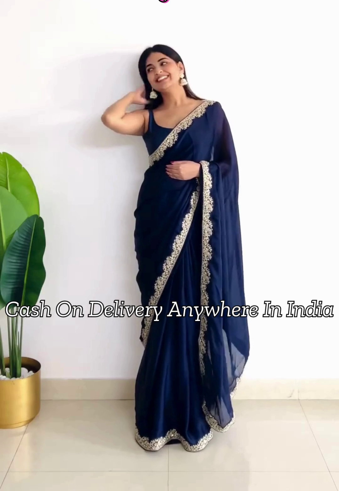 Blue Satin Saree