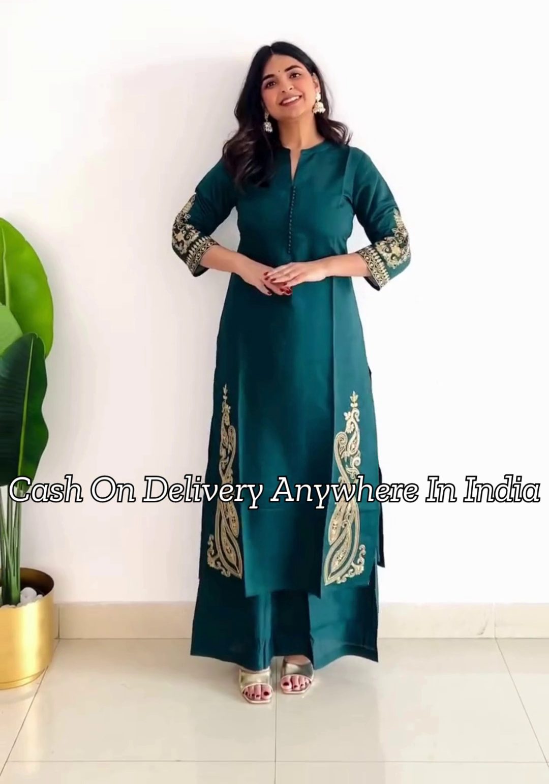 Green Ethnic Motifs Embroidered Regular Jashn Kurta with Palazzos & Dupatta
