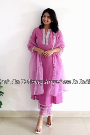 Floral Yoke Design Notch Neck Mirror Work A-Line Kurta with Palazzo & Dupatta