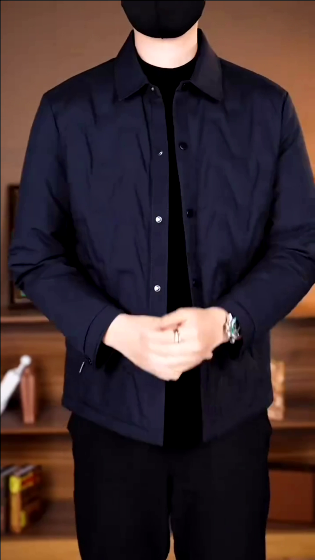 Men Fleece Jacket - Navy Blue - Image 2