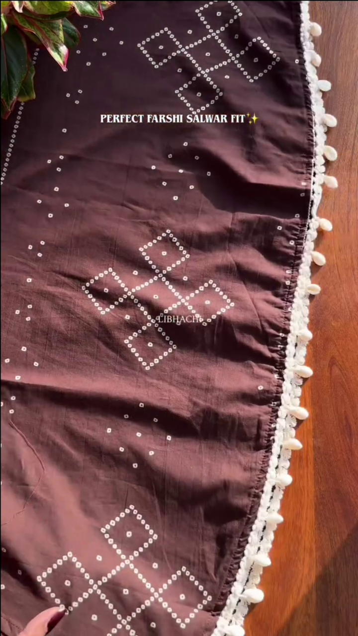 Brown Bandhani Printed Straight Fit Kurta Set - Image 8