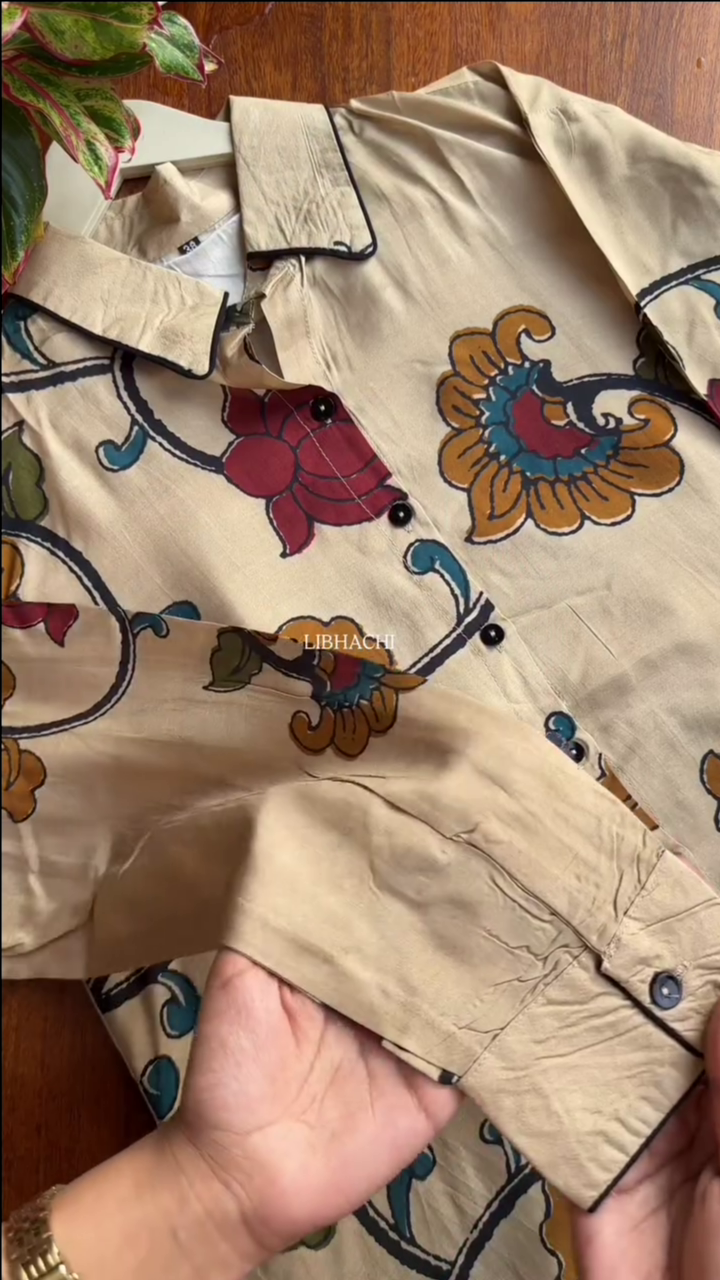 Khadi Cotton Short Kurta With Bold Yellow Floral Block Prints - Image 2