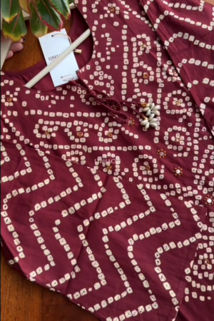 Women Red & White Bandhani Printed Pure Cotton Kurta,Bottom and Dupatta