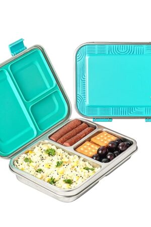 Bento Neo Classic 2025 – New & Improved, 1000ml 3-Compartment Stainless Steel Lunch Box for Adults, Teens & Kids | Leak-Proof & Easy to Open Tiffin for Office, School, College - Teal