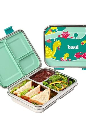 Bento Box Neo 2025 - New & Improved, Easy to Open & Close 1000ml 3-Compartment Stainless Steel Lunch Box for Kids | Leak-Proof Tiffin Box for School - Hocus Docus