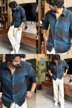 Men’s "Midnight Onyx" Oversized Premium Twill Shirt – Deep Carbon Navy