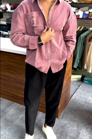 Dusty Pink Washed Denim Relaxed Fit Shirt