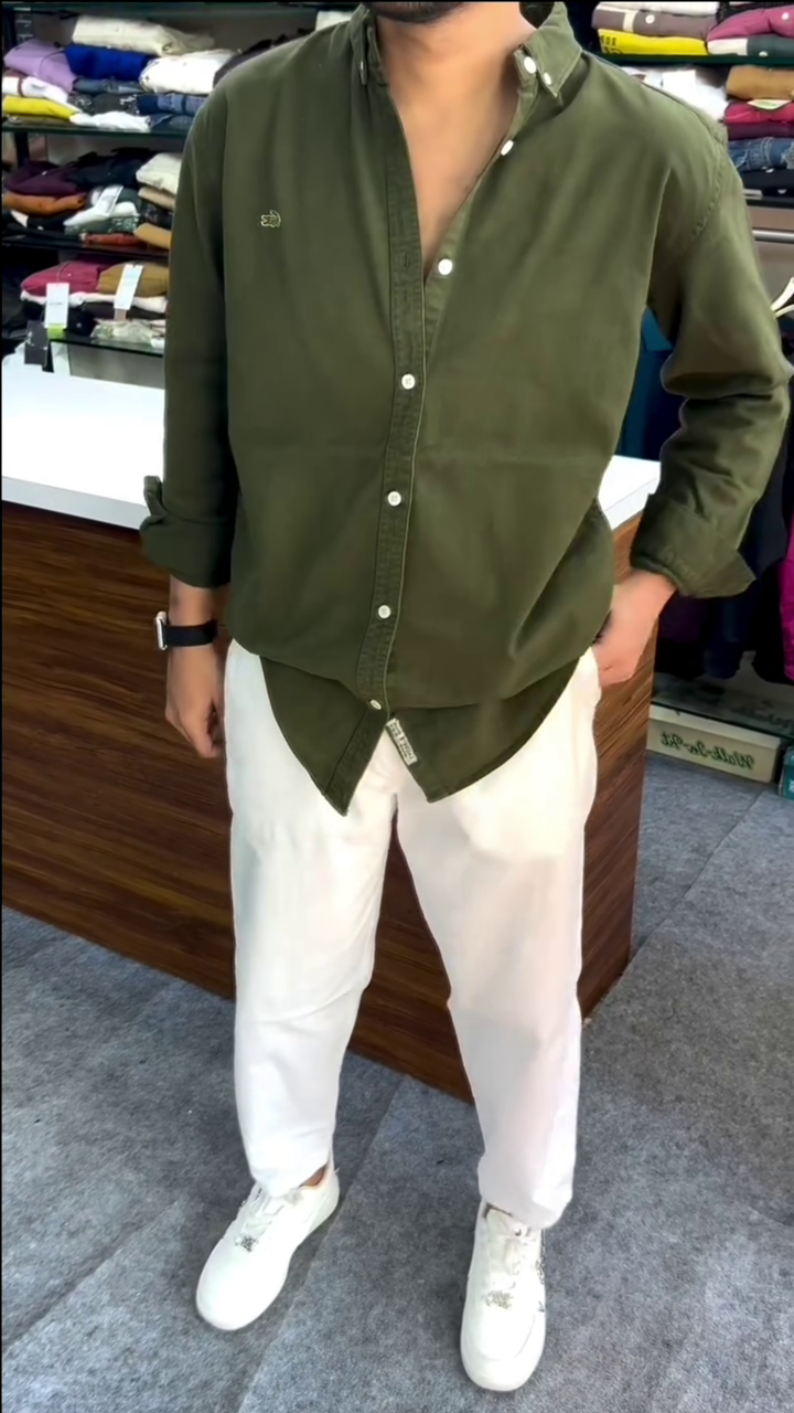 Men’s "Hunter Series" Oversized Cotton Twill Shirt – Deep Olive Green - Image 3