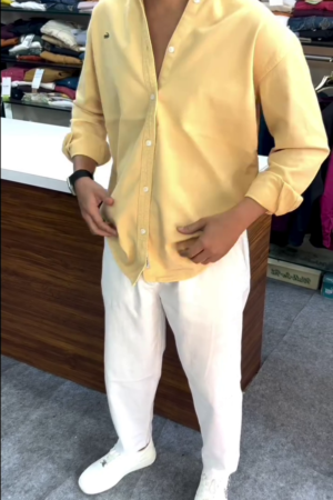 Men’s "Golden Hour" Premium Cotton Twill Shirt – Mustard Honey