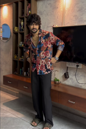 Men’s "Midnight Eden" Luxury Print Shirt – Bold Botanical Viscose Blend