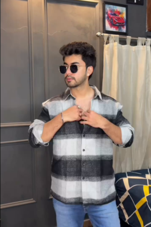 Men’s "Amethyst Acid" Oversized Denim Shirt – Distressed Lavender Sulfur Wash