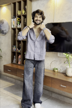 Men’s "Dusty Amethyst" Relaxed Overshirt – Premium Textured Linen-Cotton Blend