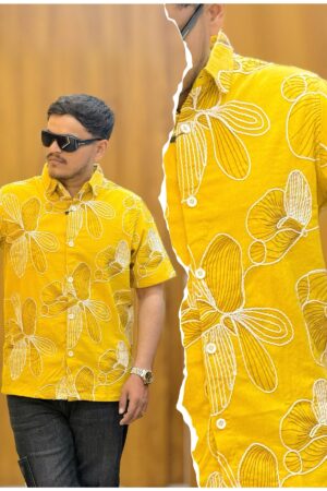Men's Floral Embroidered Resort Shirt