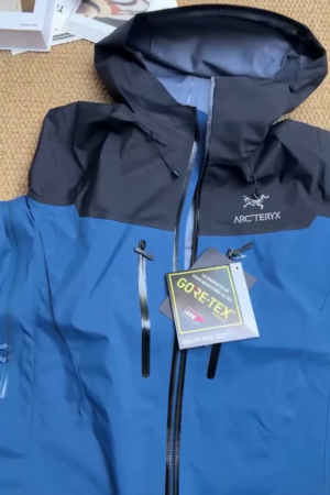 Navy Blue & Royal Blue Color Block Waterproof Shell Jacket