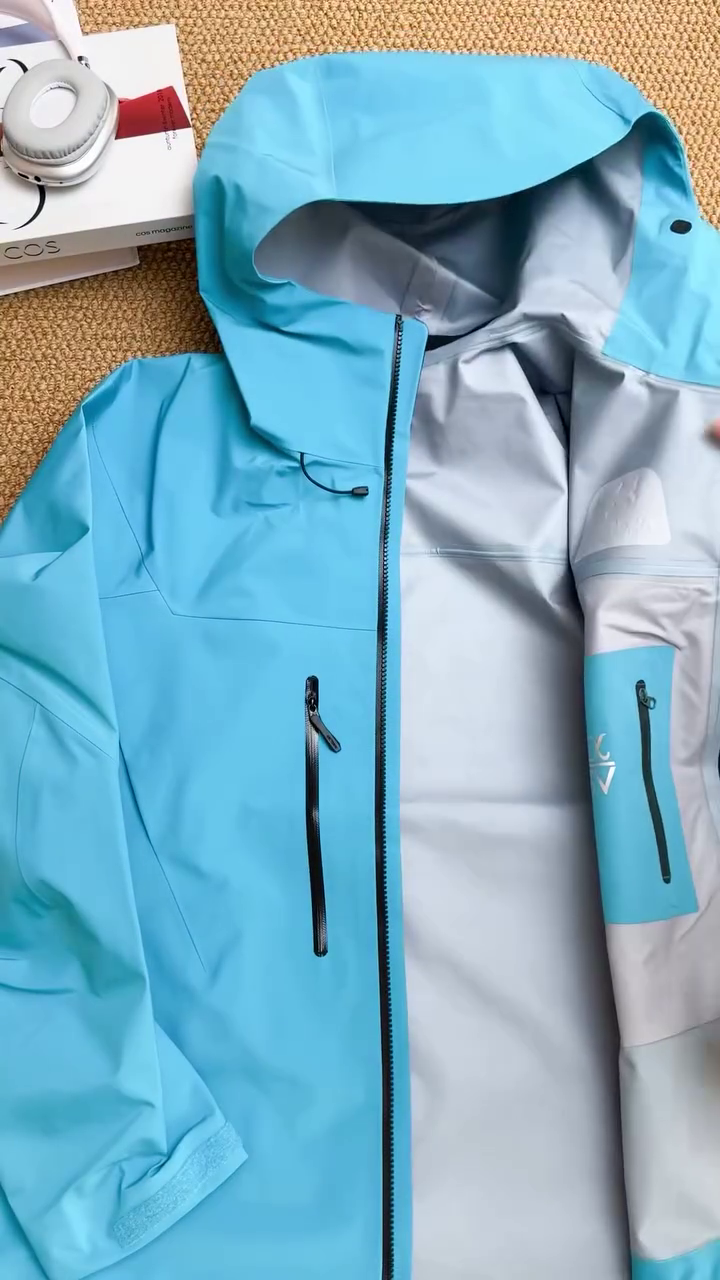 Aqua Blue Waterproof Alpine Shell Jacket - Image 2