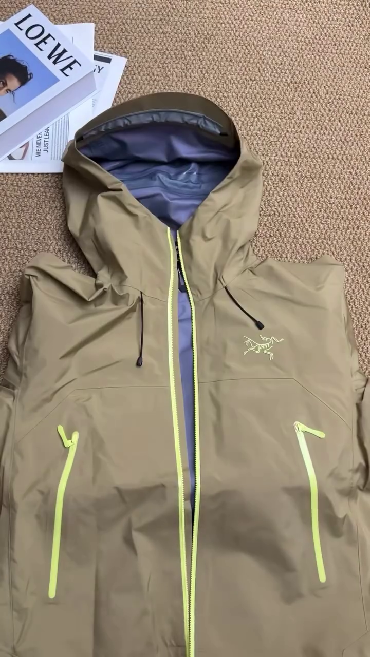Khaki Waterproof Performance Hooded Shell Jacket - Image 4
