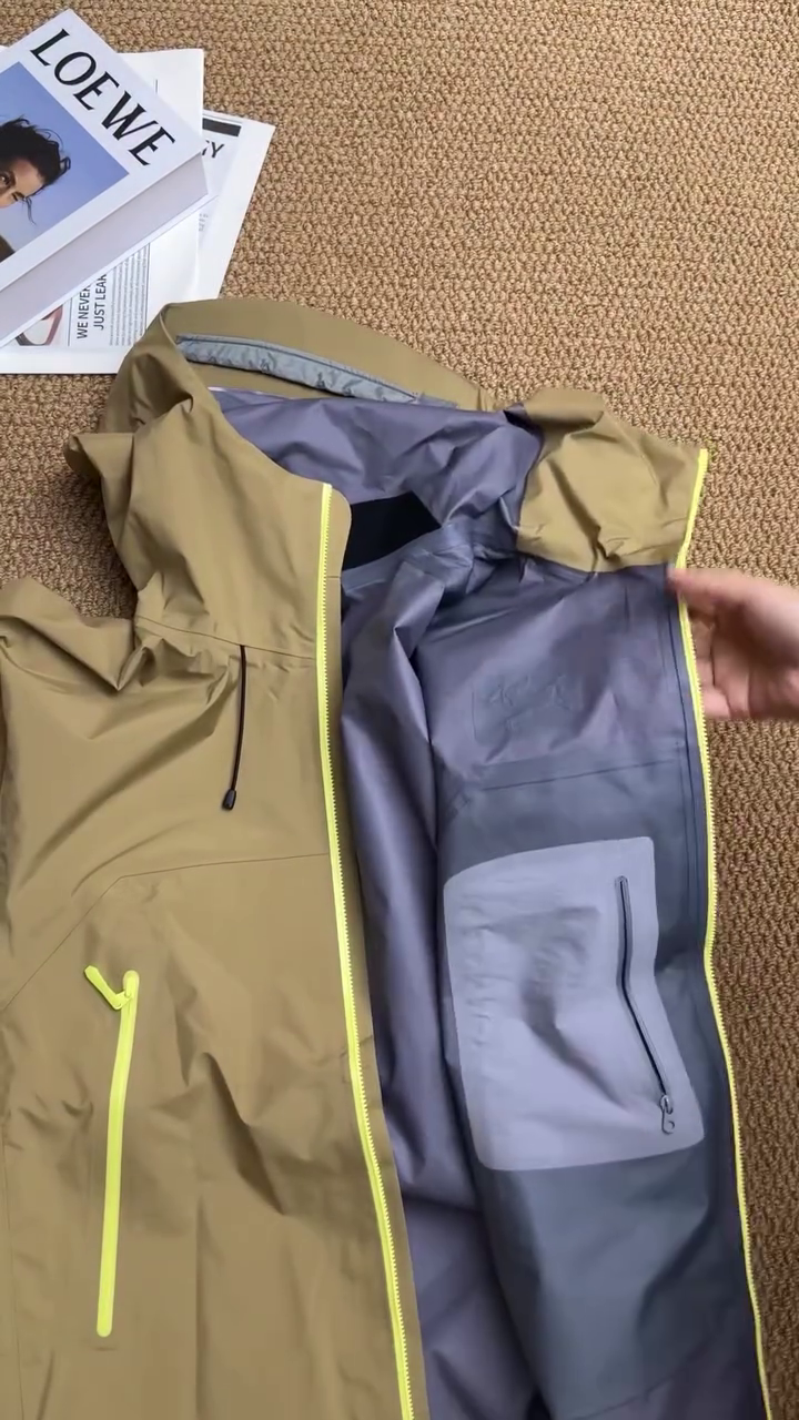 Khaki Waterproof Performance Hooded Shell Jacket - Image 2