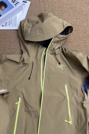 Khaki Waterproof Performance Hooded Shell Jacket