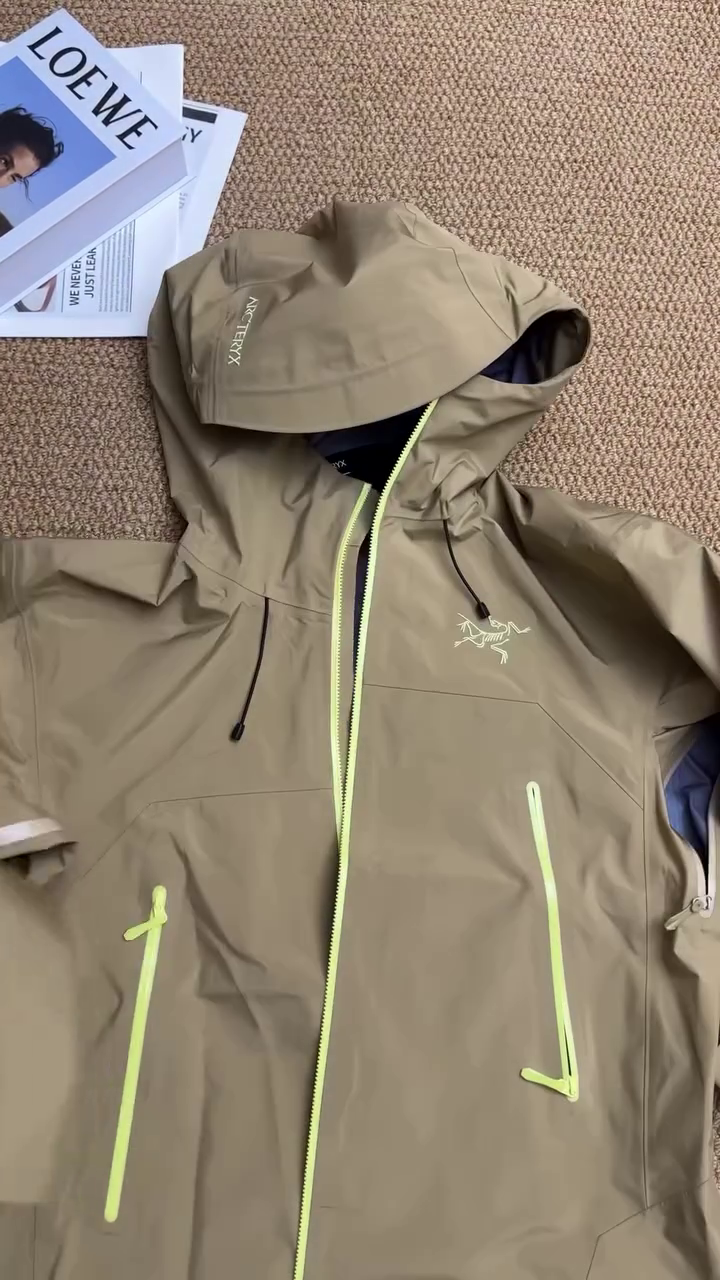 Khaki Waterproof Performance Hooded Shell Jacket