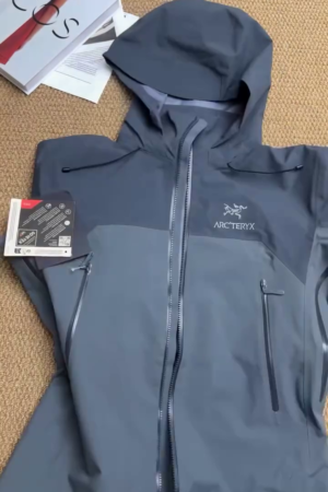 Grey Two-Tone Waterproof Hooded Shell Jacket