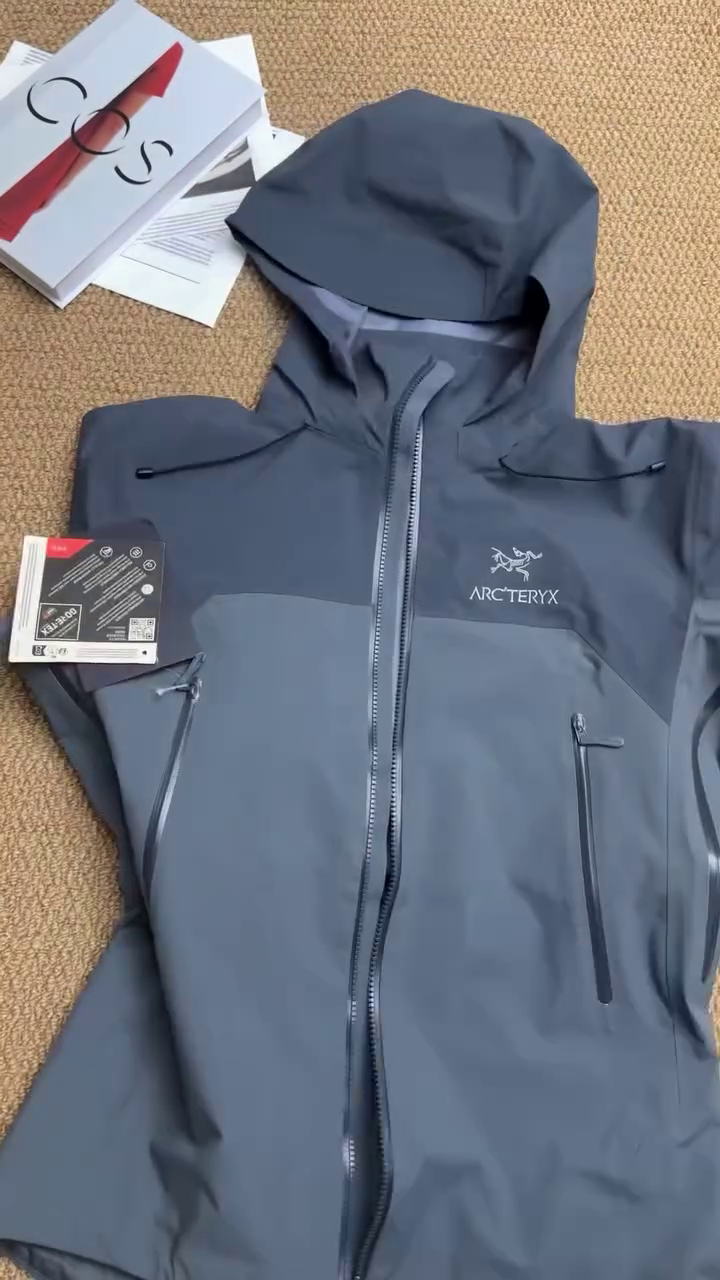 Grey Two-Tone Waterproof Hooded Shell Jacket