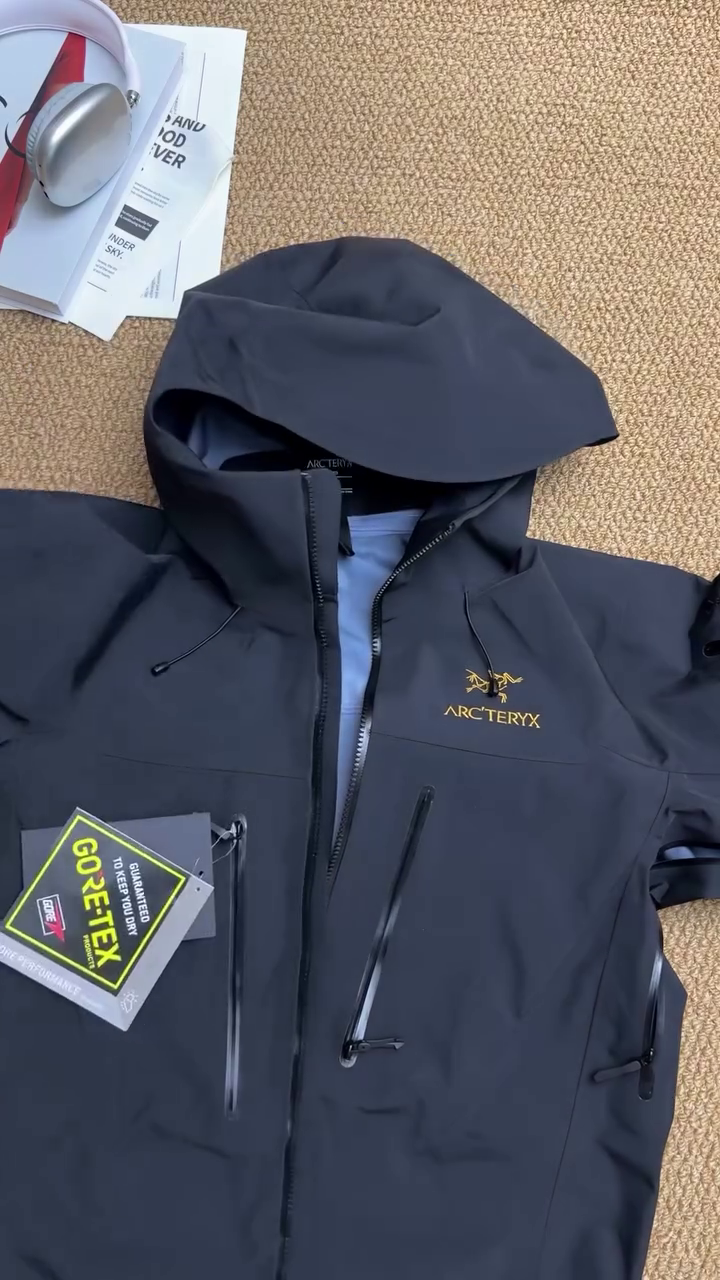 Black Waterproof Performance Hooded Shell Jacket - Image 3