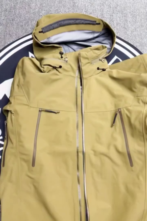 Khaki Waterproof Hooded Rain Jacket