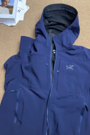 Navy Blue Hooded Softshell Jacket