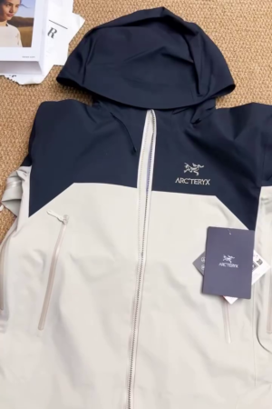 Navy & Ivory Waterproof Hooded Rain Jacket