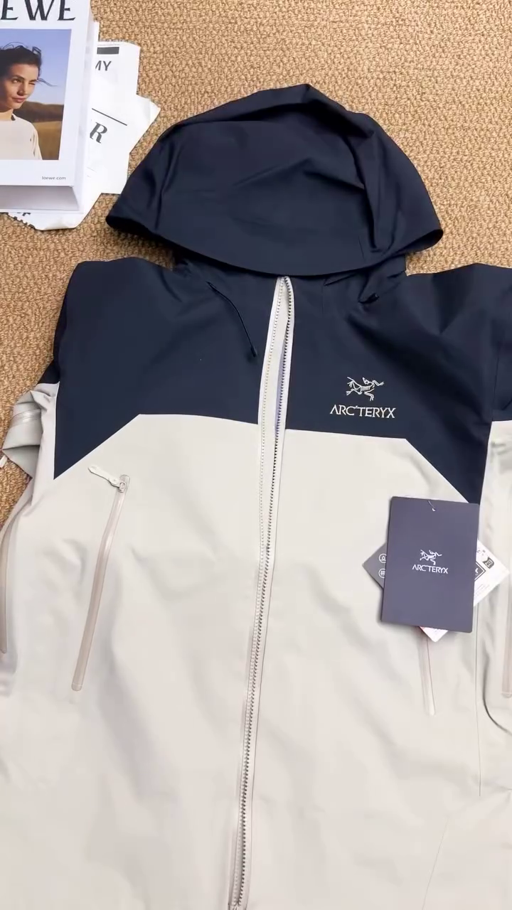 Navy & Ivory Waterproof Hooded Rain Jacket