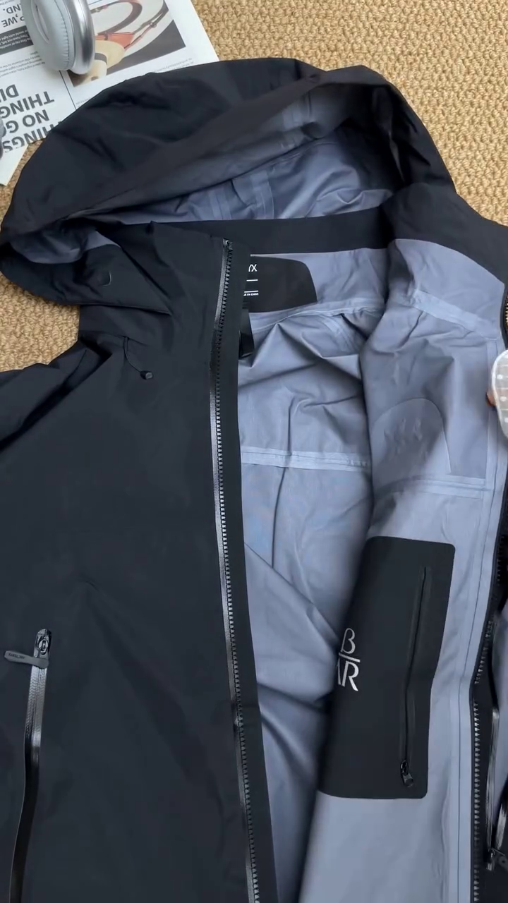 Matte Black Waterproof Hooded Performance Shell Jacket - Image 2