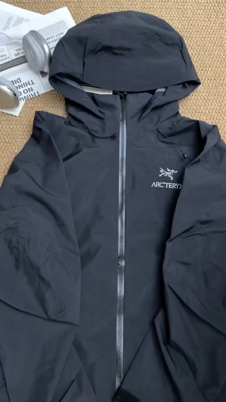 Matte Black Waterproof Hooded Performance Shell Jacket