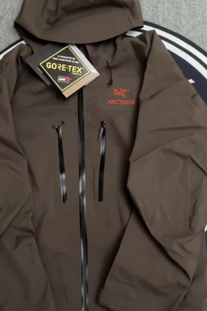 Dark Brown Waterproof Performance Hooded Shell Jacket