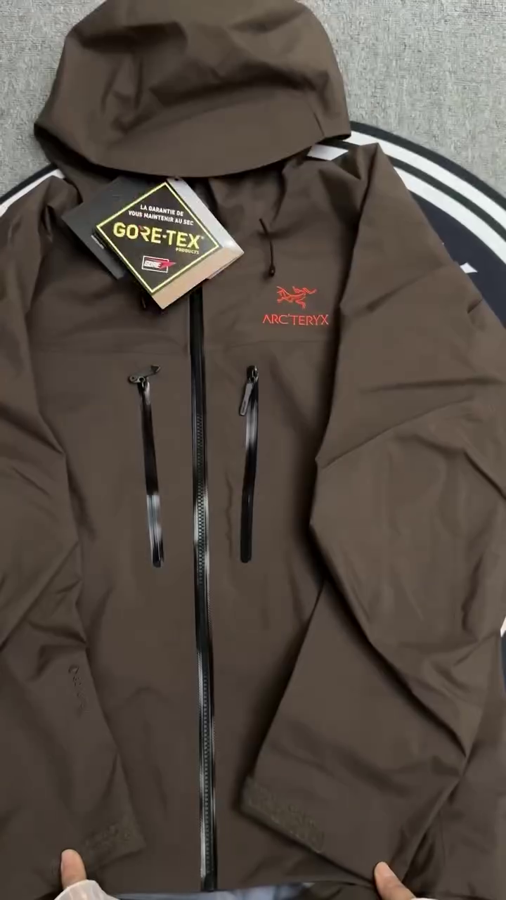 Dark Brown Waterproof Performance Hooded Shell Jacket