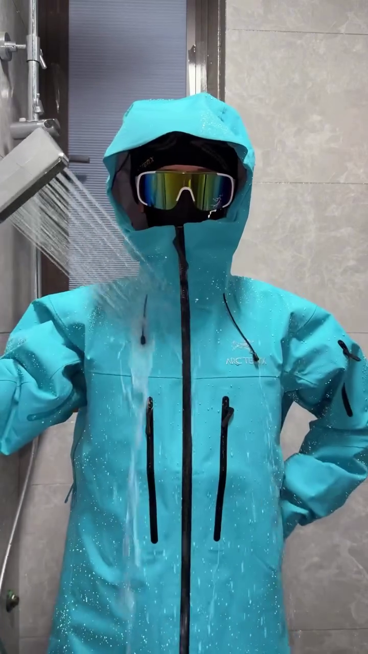 Aqua Blue Waterproof Hooded Performance Shell Jacket